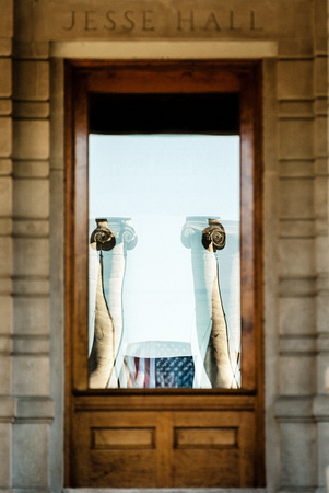 Mizzou-Columns-American-Flag-Window-Reflection
