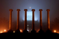 Mizzou Columns Foggy Night Columbia Missouri by Schaefer Photography