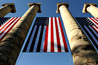 Mizzou Columns with American Flags